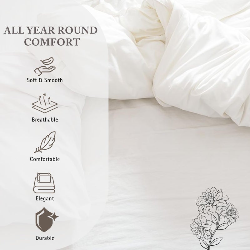 Minor Monkey King Duvet Cover 1000 Thread Count 100% Egyptian Cotton Sateen Weave Long Staple White Quilt Cover 3 PC Bedding Set - Comforter Cover & 2 Pillow Shams with Zipper Closure - Image 5